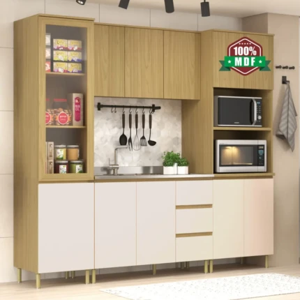 Cozinha 2,40m 100% MDF Florença Off White (2418)