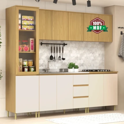Cozinha 2,50m 100% MDF Florença Off White (5021)