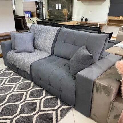 Sofa 2,50m Marabi Veludo Cinza (3786) - Imagem 7