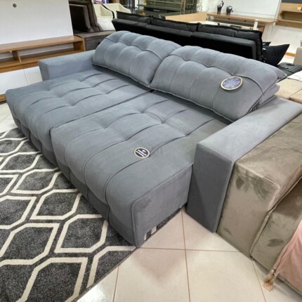 Sofa 2,50m Marabi Veludo Cinza (3786) - Imagem 8