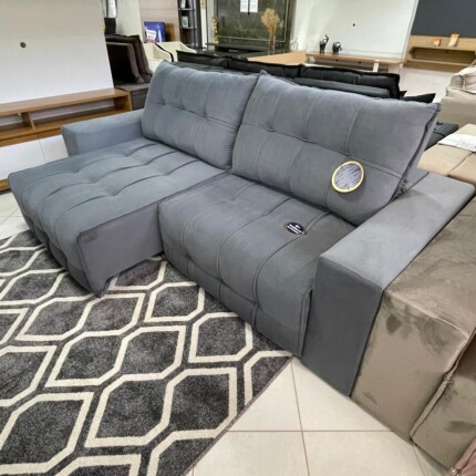 Sofa 2,50m Marabi Veludo Cinza (3786) - Imagem 1