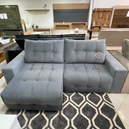Sofa 2,50m Marabi Veludo Cinza (3786) - Imagem 2