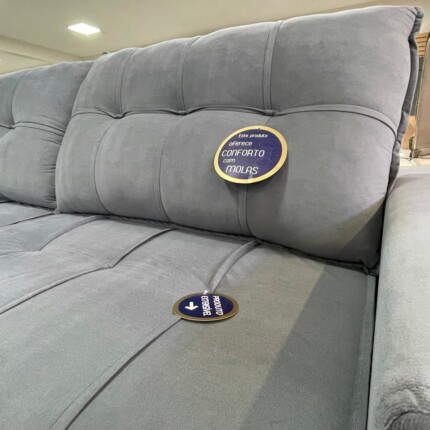 Sofa 2,50m Marabi Veludo Cinza (3786) - Imagem 3
