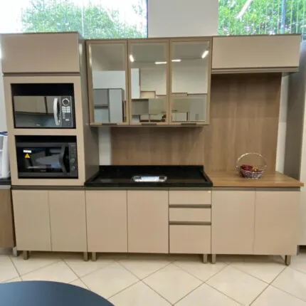 Cozinha 2,72m com Vidro Bronze Modulada 100% MDF Connect (5976)
