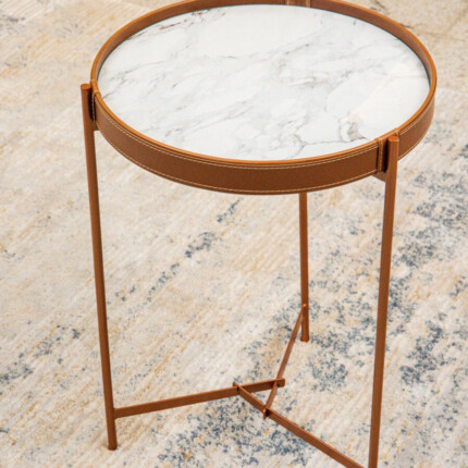 Mesa Lateral Aqua Marmore Branco com Cobre (6916) - Imagem 5