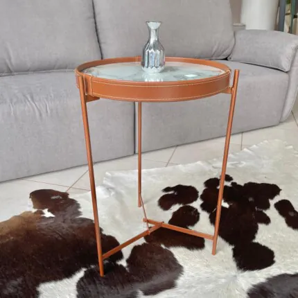 Mesa Lateral Aqua Marmore Branco com Cobre (6916) - Imagem 4