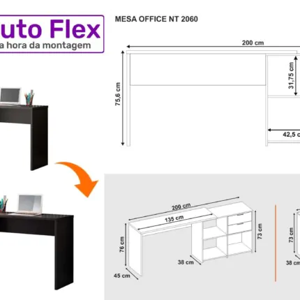 Mesa Escritório Flex 2,00m ou Canto NT2060 (3337) - Image 6
