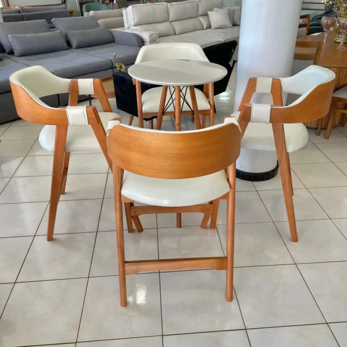 Vinik Alvin - Banqueta OLIVE COM BRAÇO Couro Bege (CD 109) + Imcal - Mesa Alta Bistro Gourmet VIDRO 60cm branco(CD 5582).jpeg (1)