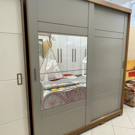 Roupeiro 2,00m 2 Portas Deslizantes Com Espelho Verg (6547) - Imagem 3