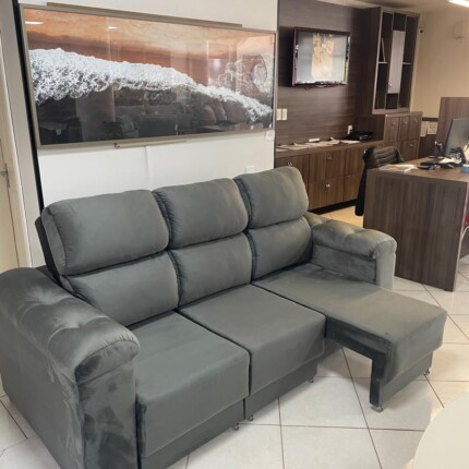 Sofa 2,05m Classic Tecido Veludo Cinza (1668) - Imagem 3