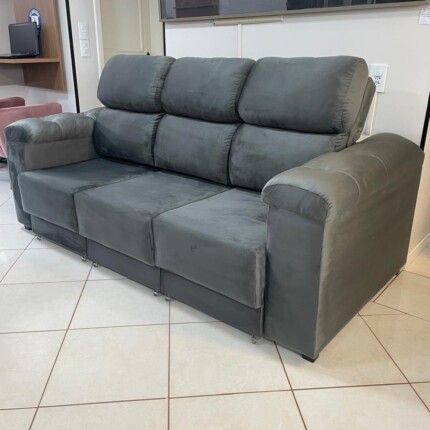 Sofa 2,05m Classic Tecido Veludo Cinza (1668) - Imagem 4