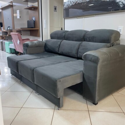 Sofa 2,05m Classic Tecido Veludo Cinza (1668) - Imagem 2