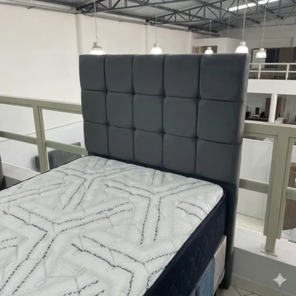 Cabeceira Solteiro 90cm Tokio Veludo Cinza (5321)