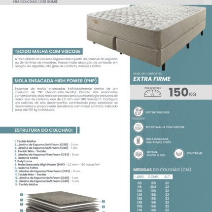 Cj. Box Casal 1,38m Relax Support - Firme - Ecoflex (4424) - Imagem 3