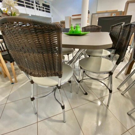 Mesa Retangular 1,50m (1585) com 6 Cadeiras Fibra Argila (337) - Imagem 2