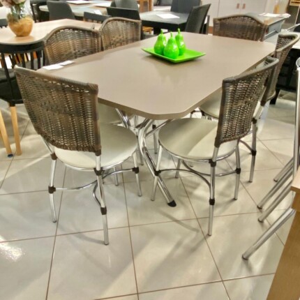 Mesa Retangular 1,50m (1585) com 6 Cadeiras Fibra Argila (337) - Imagem 1