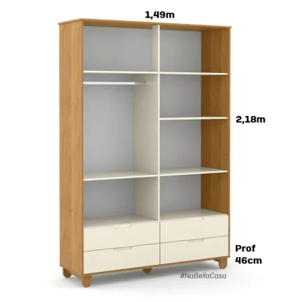 Roupeiro 1,49m 4 Portas MDF Zupa Off (2786) - Imagem 2