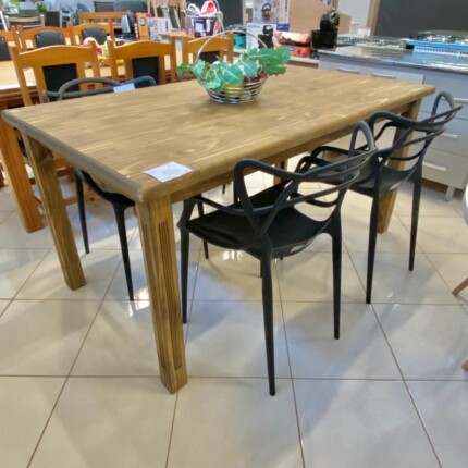 Mesa Rustica 1,60m em Madeira (6363) com 4 Cadeiras Aviv Allegra (1203) - Image 1