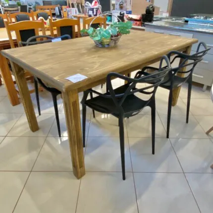 Mesa Rustica 1,60m em Madeira (6363) com 4 Cadeiras Aviv Allegra (1203) - Imagem 1