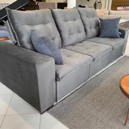Sofa 2,70m Exclusive Veludo Cinza (3418) - Imagem 2