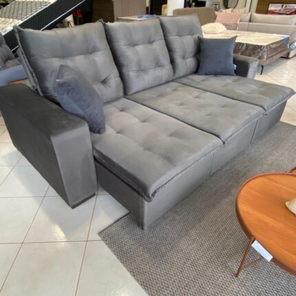 Sofa 2,70m Exclusive Veludo Cinza (3418) - Imagem 5