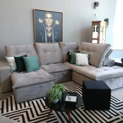 Sofa Canto 2,80m x 2m Vancouver em Veludo Italiano (6173)