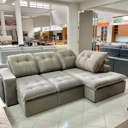 Sofa Canto 2,80m x 2m Vancouver em Veludo Italiano (6173) - Imagem 4