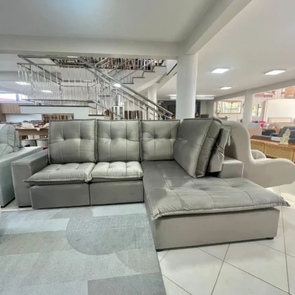 Sofa Canto 2,80m x 2m Vancouver em Veludo Italiano (6173) - Imagem 3
