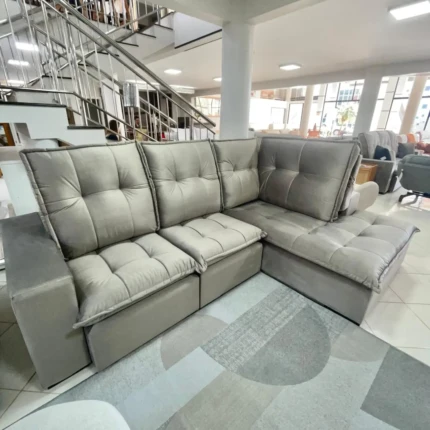 Sofa Canto 2,80m x 2m Vancouver em Veludo Italiano (6173) - Imagem 4