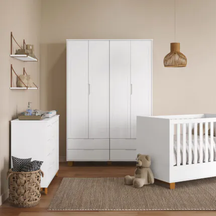 Roupeiro 1,49m 4 Portas MDF Zupa Branco (3688) - Imagem 3