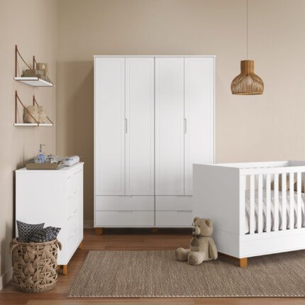 Roupeiro 1,49m 4 Portas MDF Branco (3688) - Imagem 3