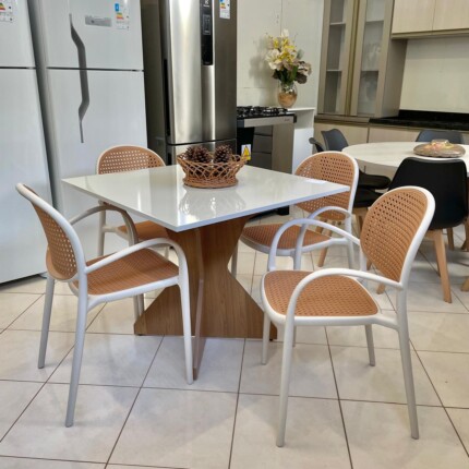 Mesa 90cm TM64 (2178) com 4 Cadeiras Portofino Roma Nude (3877) - Imagem 2