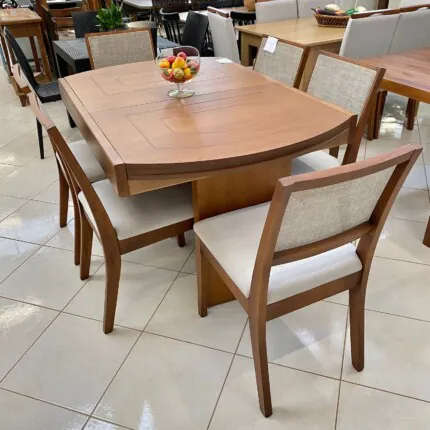 Mesa Extensivel Lorena (5067) com 6 Cadeira Madeira Relax de Encosto Tela (2060) - Imagem 4