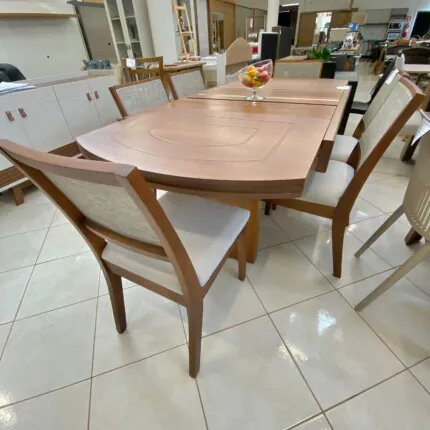 Mesa Extensivel Lorena (5067) com 6 Cadeira Madeira Relax de Encosto Tela (2060) - Imagem 5