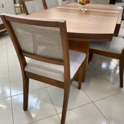 Mesa Extensivel Lorena (5067) com 6 Cadeira Madeira Relax de Encosto Tela (2060) - Imagem 3