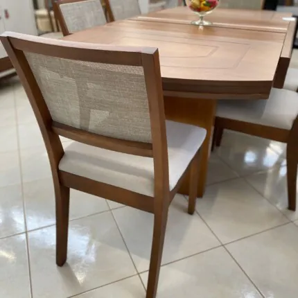 Mesa Extensivel Lorena (5067) com 6 Cadeira Madeira Relax de Encosto Tela (2060) - Imagem 3