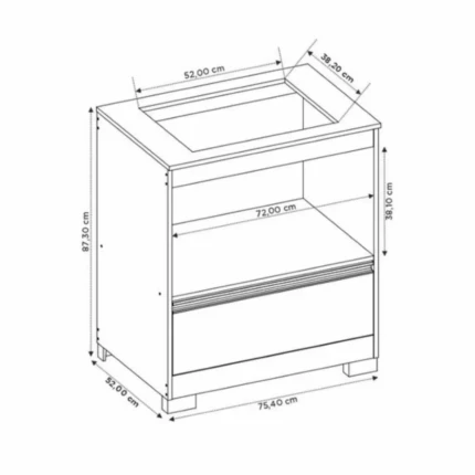 Balcão 75cm  Para Cooktop Branco (4275) - Imagem 3