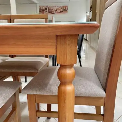 Mesa 1,60m Torneada com Vidro (2973) com 6 Cadeiras Karol Linho (2585) - Imagem 4