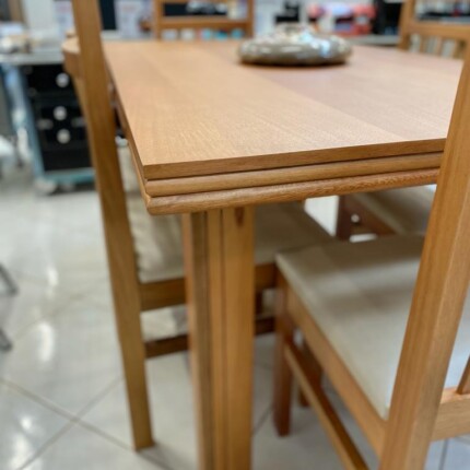 Mesa 1,60m Genova (2532) com 6 Cadeiras em Madeira e Tecido Impermeavel (234) - Imagem 2