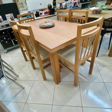 Mesa 1,60m Genova (2532) com 6 Cadeiras em Madeira e Tecido Impermeavel (234) - Imagem 4