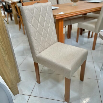 Mesa 1,60m Genova (2532) com 6 Cadeiras em Madeira e Tecido Linho CAD152 (3961) - Imagem 2