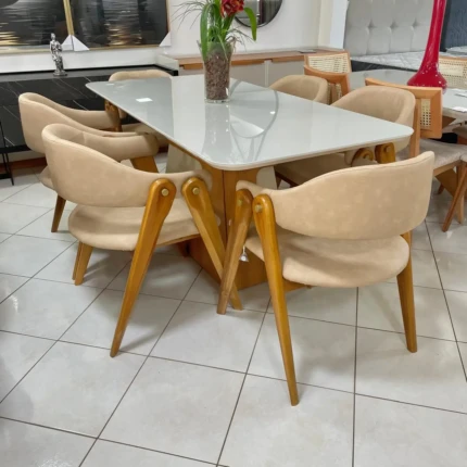 Mesa Dala 1,80m (4342) com 6 Cadeiras Camila Omega (3808) - Imagem 2