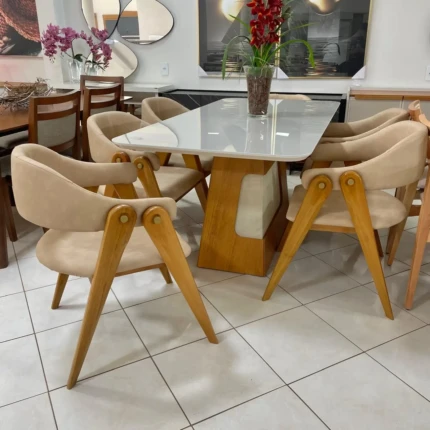 Mesa Dala 1,80m (4342) com 6 Cadeiras Camila Omega (3808) - Imagem 1