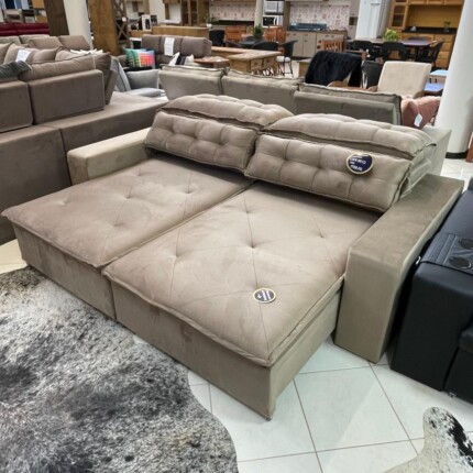 Sofa 2,50m Atualle Tecido Veludo Bege (1044) - Imagem 10