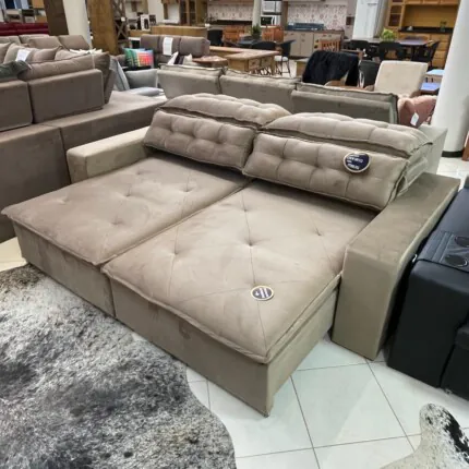 Sofa 2,50m Atualle Tecido Veludo Bege (1044) - Imagem 10