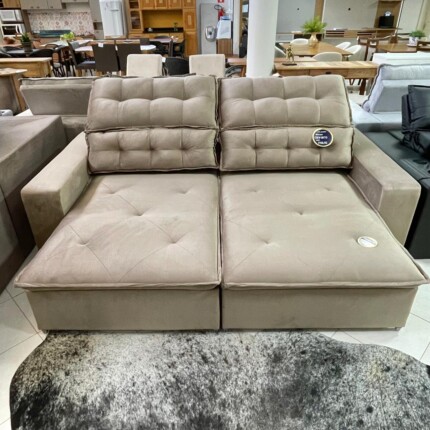 Sofa 2,50m Atualle Tecido Veludo Bege (1044) - Imagem 5