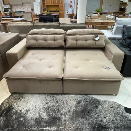 Sofa 2,50m Atualle Tecido Veludo Bege (1044) - Imagem 7