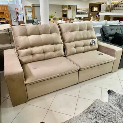 Sofa 2,50m Atualle Tecido Veludo Bege (1044) - Imagem 6