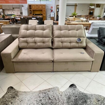 Sofa 2,50m Atualle Tecido Veludo Bege (1044) - Imagem 8
