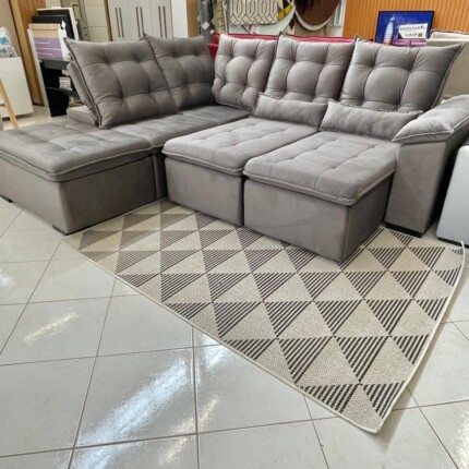 Sofa de Canto 2,50m x 2,70m Napoles Veludo Soft (981) - Image 1